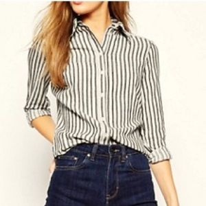 2/$25 Ann Taylor Shirt Fitted Shirt in Mono Stripe Size 2